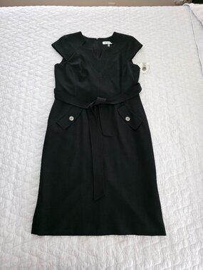 Kasper black sleeveless sheath dress